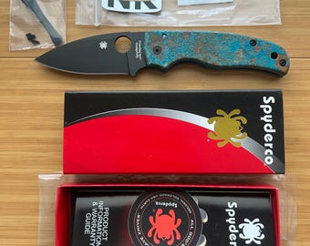 Nodak Custom “Turquoise Wreck” Shipwreck Copper Spyderco Shaman Salt MagnaCut