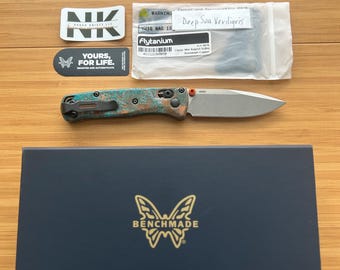 Nodak Custom “Deep Sea Verdigris” Shipwreck Copper Benchmade Mini Bugout 533 S30V