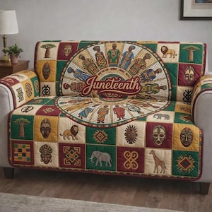 Junteenth Sofabezug, Afrikanischer Mustercouchschutz, Kulturerbe-Dekorüberwurf