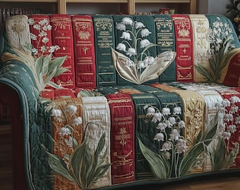 Funda para sofá para amantes de los libros, regalo para lectores, protector de sofá floral para biblioteca, funda para estantería vintage.