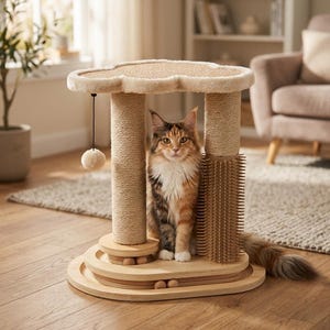 Interactive Cat Scratcher with Sisal Rope and Dangling Ball Toy
