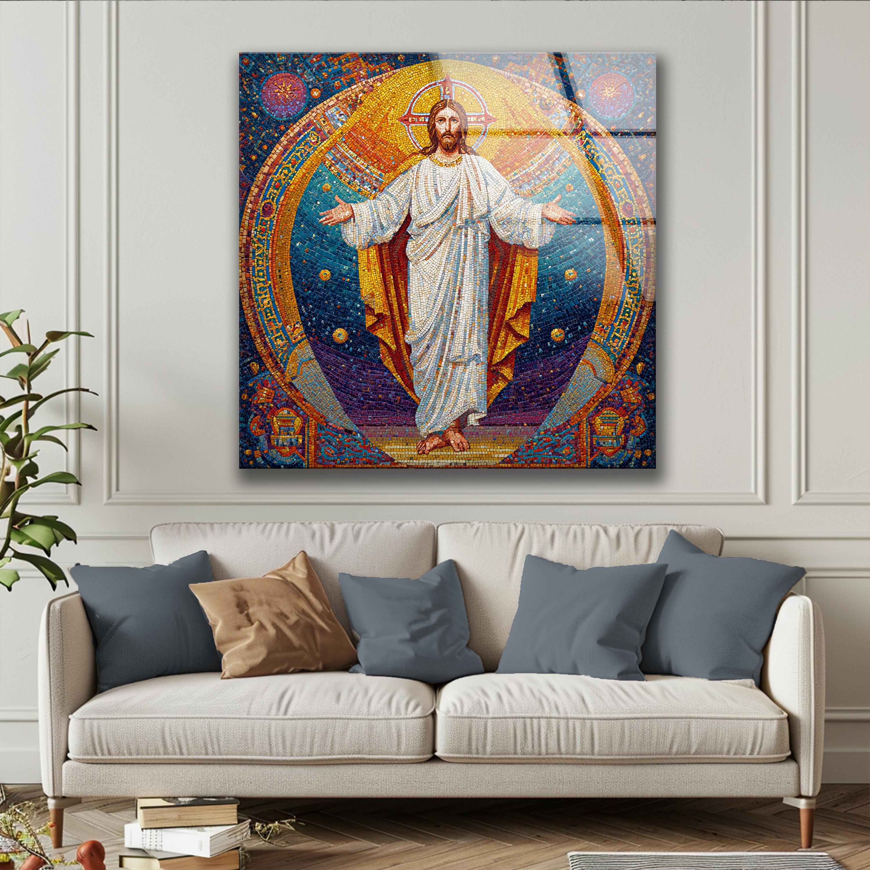 Jesus Christ Mosaic Wall Art Religious Glass Decor Christian Icon Art ...