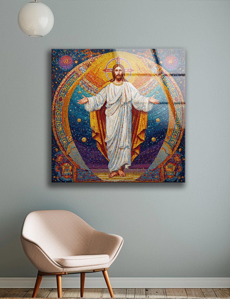 Jesus Christ Mosaic Wall Art Religious Glass Decor Christian Icon Art ...