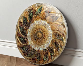 Gold Mandala Tempered Glass Wall Art Spiritual Boho Home Decor Meditation Room