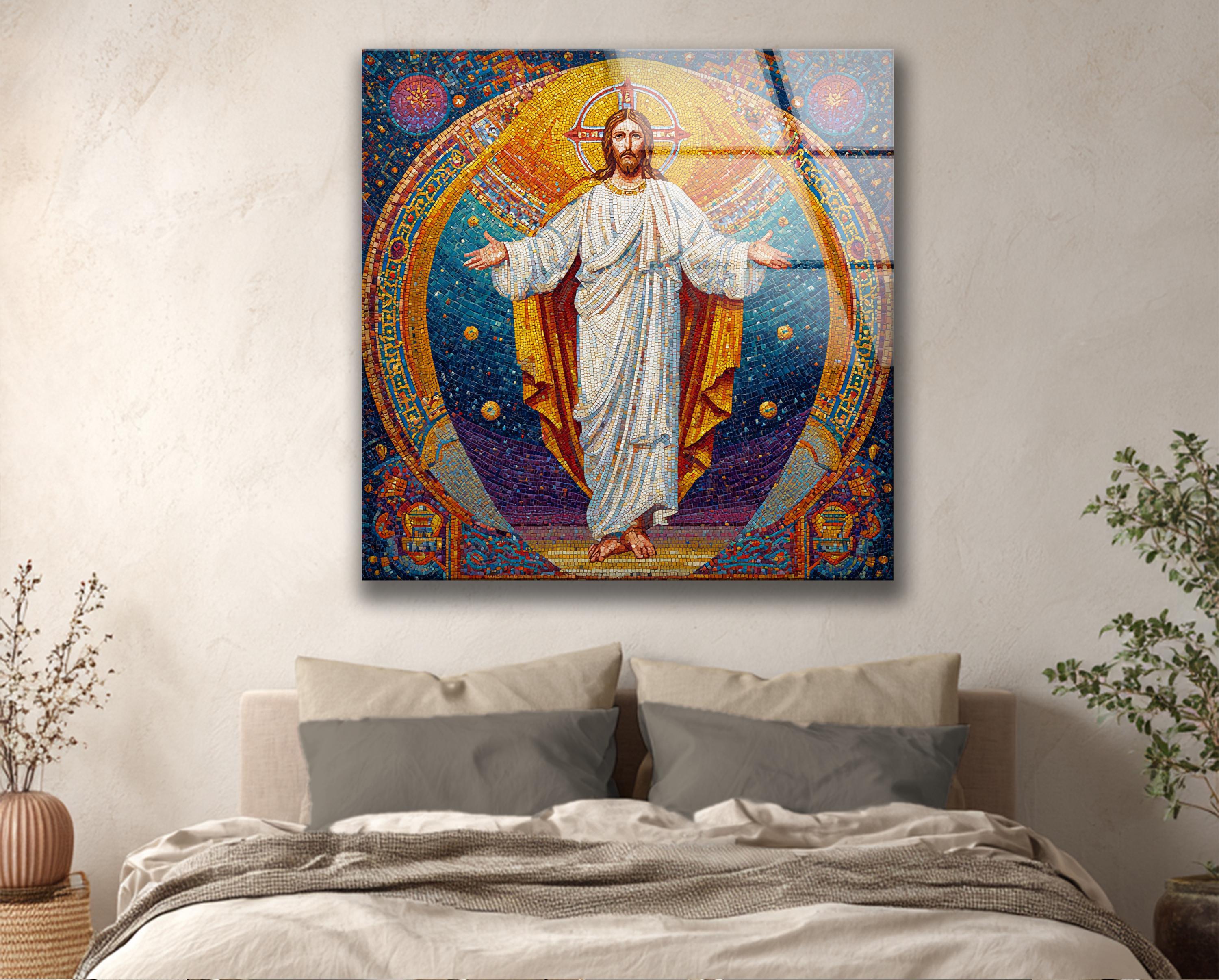 Jesus Christ Mosaic Wall Art Religious Glass Decor Christian Icon Art ...