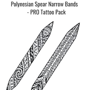 Polynesian Spear Narrow Bands/ Tribal Band Tattoo/ Connector Tattoo/ Tattoo Stencil/ Polynesian Tattoo Flash/ Design Pack