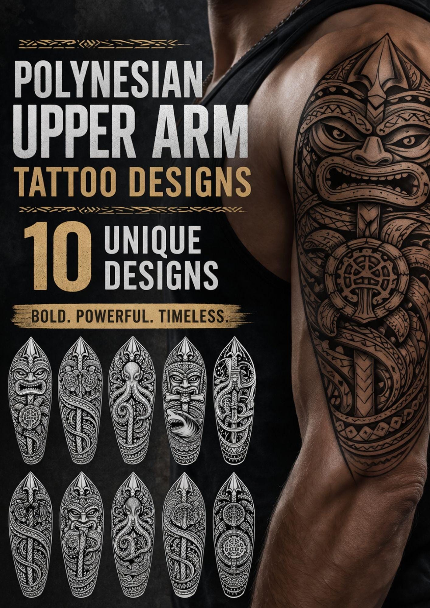 Polynesian Upper Arm Tattoo Designs / Tribal Bicep Tattoo / Samoan ...