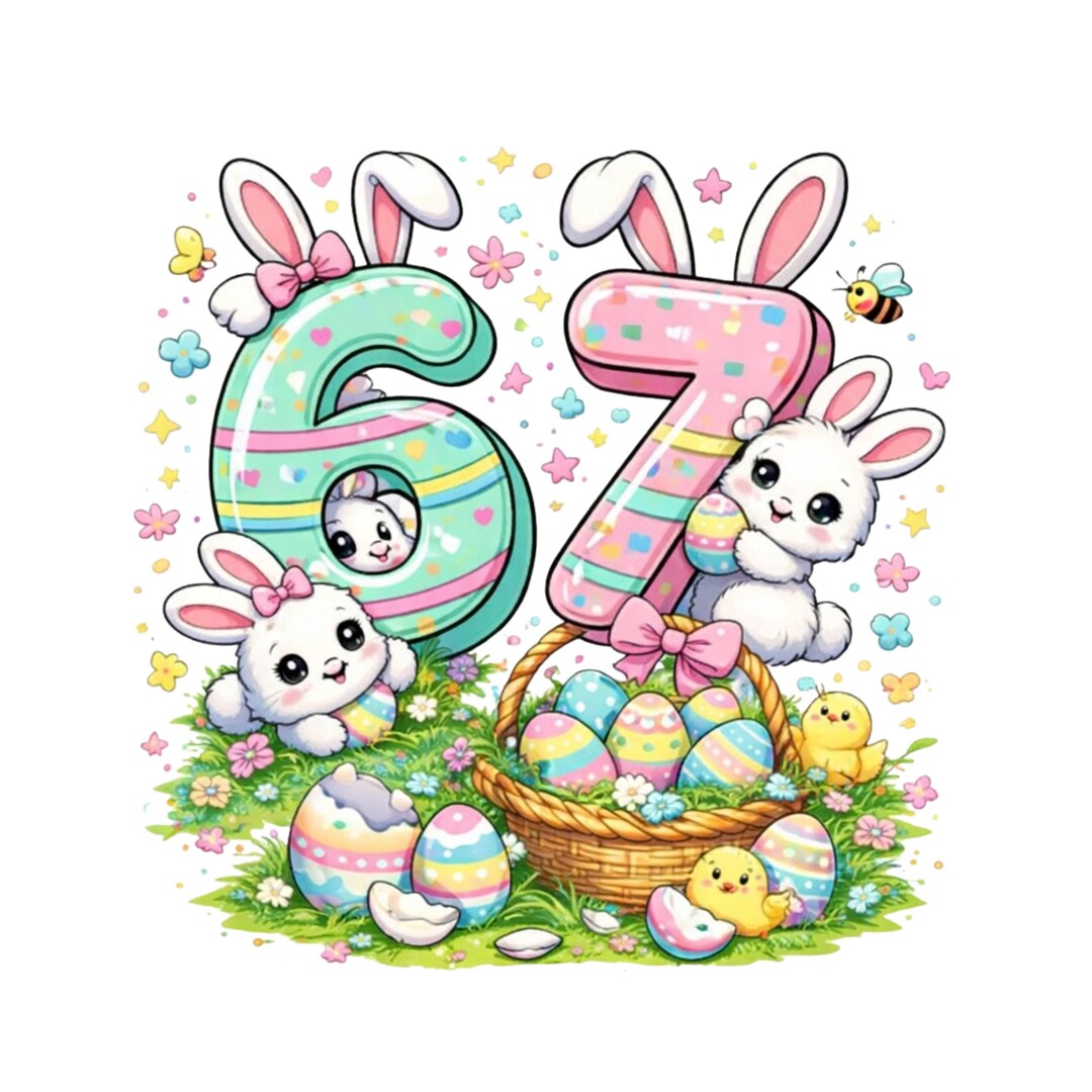 67 Easter Bunny PNG, Six Seven Happy Easter Sublimation Design, Bunny ...