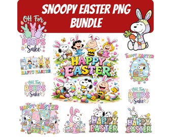 Snoopy Easter PNG Bundle, Floral & Retro Clipart, Cute Bunny and Beagle Easter Eggs PNG, Peanuts Spring Cartoon PNG, Pastel Holiday PNGs
