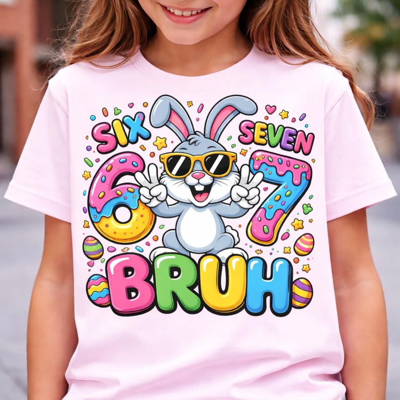 67 Bruh Easter Bunny PNG, Six Seven Meme Rabbit Kids Funny Easter Shirt ...