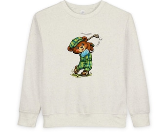 Vintage Golfing Toddler Sweatshirt | Baby Bear Golfing