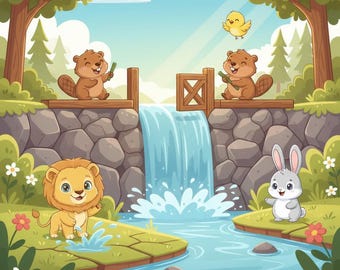Children's eBook, Forest Animals Story with Coloring Pages (PDF Download)