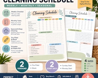ADHS Putz-Planer | Bearbeitbarer Canva Stundenplan | Druckbare Tages und Wöchentlicher Organizer | Home Chore Tracker & Checkliste
