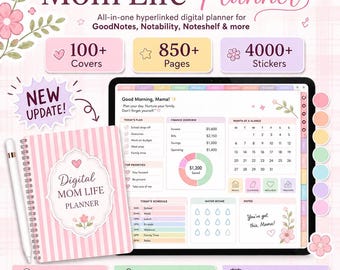 Digital Mom Life Planner, GoodNotes iPad Planner, Household Finance Meal Wellness Tracker, 2026 Busy Mom Family Organizer, PDF Download