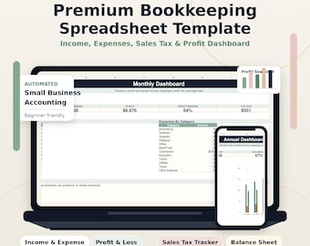 Buchhaltung Tabelle Google Sheets Vorlage | Small Business Income Expense Tracker, Umsatzsteuer, Gewinn- und Verlustrechnung