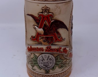 Caneca de cerveja Anheuser Busch Budweiser vintage de 1985, edição limitada Série J.