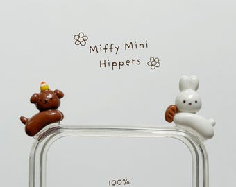 Handmade Clay Bunny Hippers, Cute Phone Accessory Figures