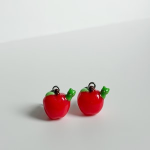 Little Apple Worm Handmade Polymer Clay Charm , Keychain Accessory