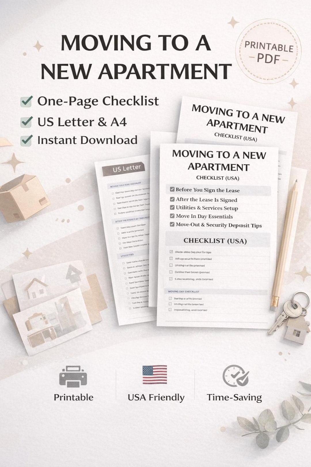 Moving to a New Apartment Checklist (USA) | Printable Rental Move-in ...