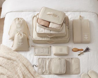 Travel Organizer Set (7-11 Pcs) | Premium Packing Cubes for Suitcase | Aesthetic Luggage Bags in 6 Colors