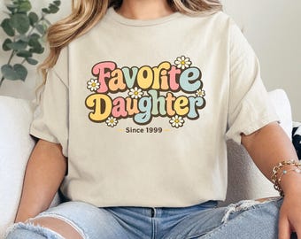 Favoriete dochter sinds 1999 png: Retro Groovy Birthday Girl Aesthetic png Leuk bloementypografiecadeau voor dochter (digitale download)
