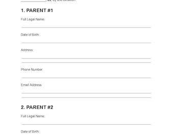 Parenting Plan Agreement Template, Editable Doc Pdf, Child Custody Plan, Co-Parenting Form, Instant Download