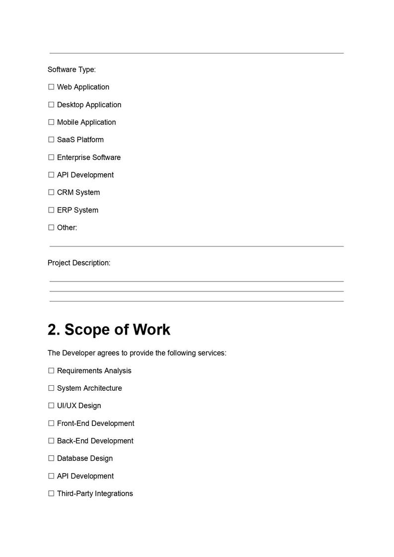 Software Doc, Dev Contract, App Contract, Legal Form, Business Doc, Doc Template, Pdf Template, Client Agree, Code Contract, Tech Service, Developer, IT Contract, Editable Form