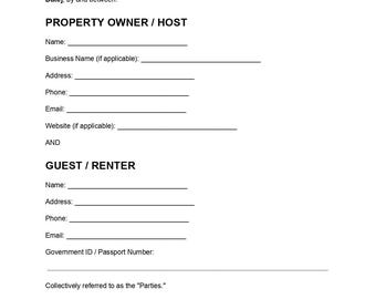 Sjabloon voor een vakantiehuurovereenkomst | Huurcontract voor een vakantiehuis | Huurovereenkomst voor Airbnb & VRBO | Bewerkbaar PDF-bestand, direct te downloaden