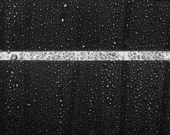 Black and White Abstract Photo, Minimalist Art, Raindrops, Rain, White Stripe, Miksang, Framed, Unframed, Canvas, FREE SHIPPING