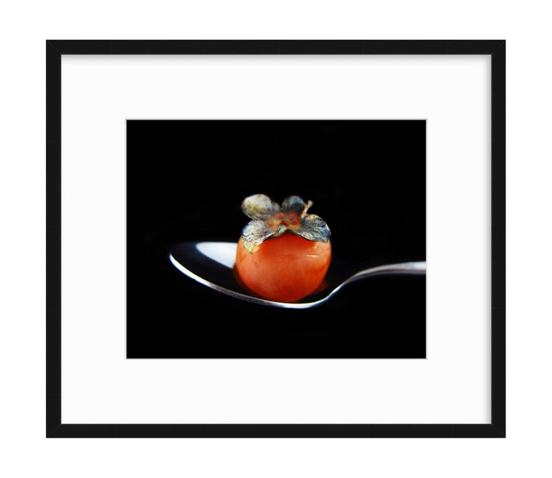 Persimmon Photo, Still Life Photography, Kitchen Art, Restaurant Decor, Food Photo, Minimalist Art, Autumn Fruit, Framed, Canvas, FREE SHIP image 2