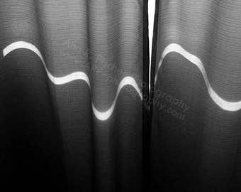 Shadow Photography, Sun Ribbon Through Curtain, Black and White, Miksang Photography, Minimalist, Zen Art, Framed, Canvas, FREE SHIPPING