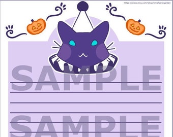 Clown Cat Spooky Memo Sheet Printable