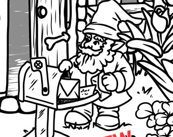 The Gnome's House Coloring Page Printable DIY Digital