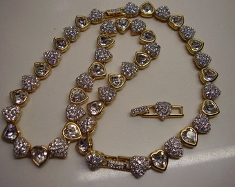 Vintage Signed Swarovski Crystal Necklace Bracelet Earring Set