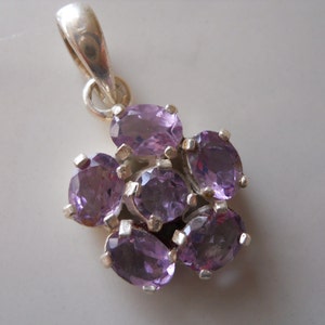 Sterling Silver Amethyst Flower Pendant image 1