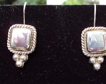 Vintage Sterling Silver Square Earrings