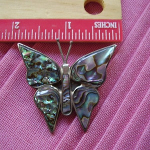 Large Sterling Silver Abalone Pearl Butterfly Pin image 3