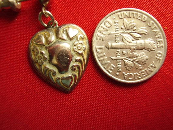 Vintage Sterling Silver Puffy Heart Charm Post Ea… - image 2