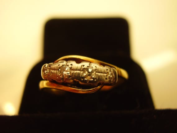 Old European Engagement Ring in Platnium & 18K Go… - image 1