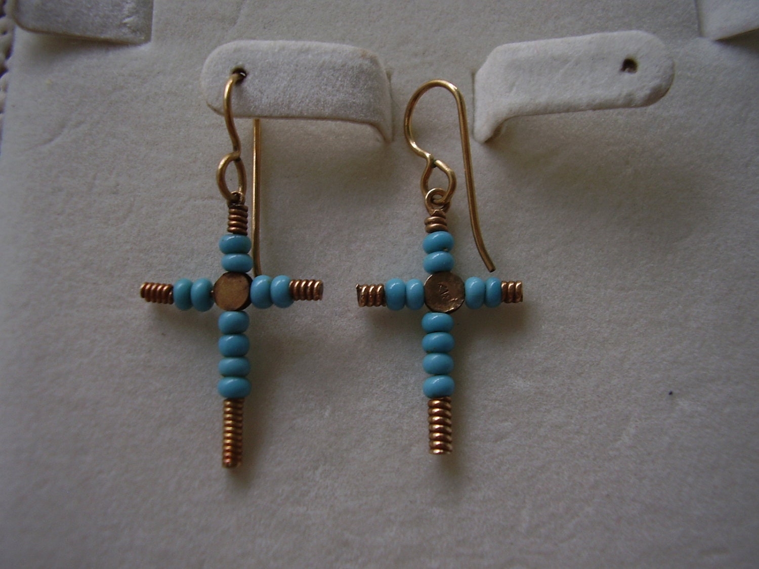 Turquoise Cross Beaded Earring 225u main image 1