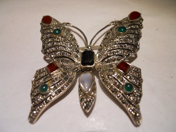 Beautiful Marcasite Butterfly with gemstones