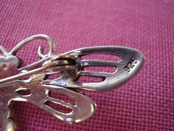 Vintage Sterling Silver Marcasite Dragon Fly Pin - image 2