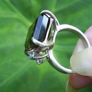 Vintage Sterling Silver Smoky Quartz and Cubic Zirconia Ring Size 6 image 5