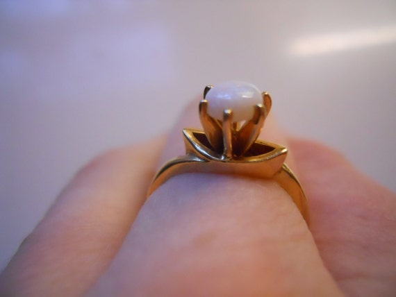Unique Old 6 Prong High Setting Ring with Round O… - image 1