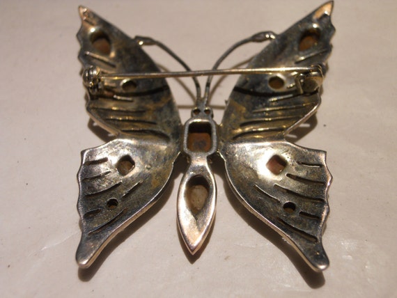 Beautiful Marcasite Butterfly with gemstones - image 3