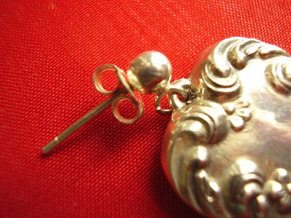 Vintage Sterling Silver Puffy Heart Charm Post Ea… - image 4