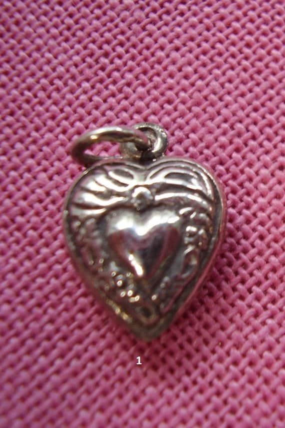 Rare Double Sided Sterling Silver Heart Charms
