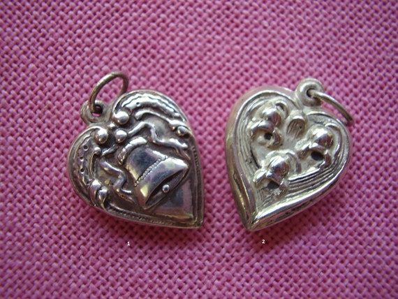 Sterling Silver Puffy Heart Charms - image 1