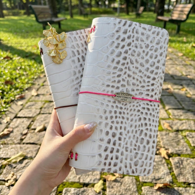 Personalized Croc Leather Journal, A5 Trifold Refillable Notebook ...