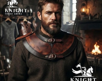 Handmade Leather Gorget, Wax Hardened Neck Armor, Medieval Knight Collar, Fantasy Cosplay Costume Gear